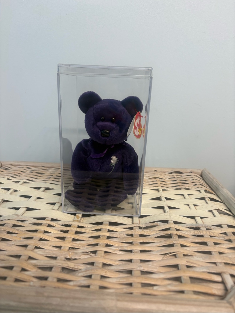 Ty Purple Velvet Bear with Ribbon Accent